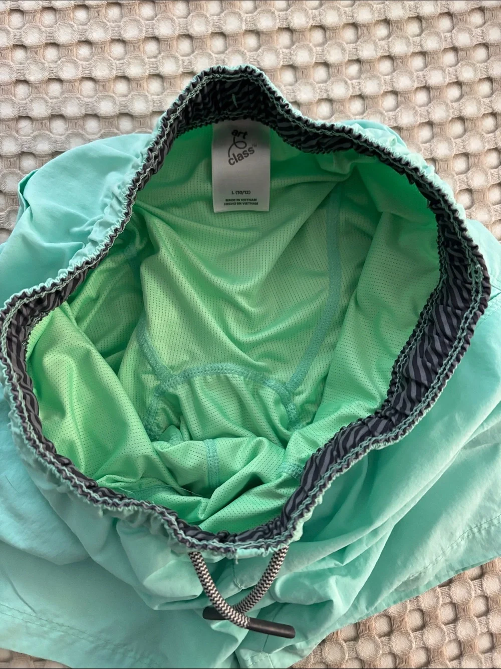 Light Mint Green Swim Shorts with Charcoal Gray Swim Trunks
